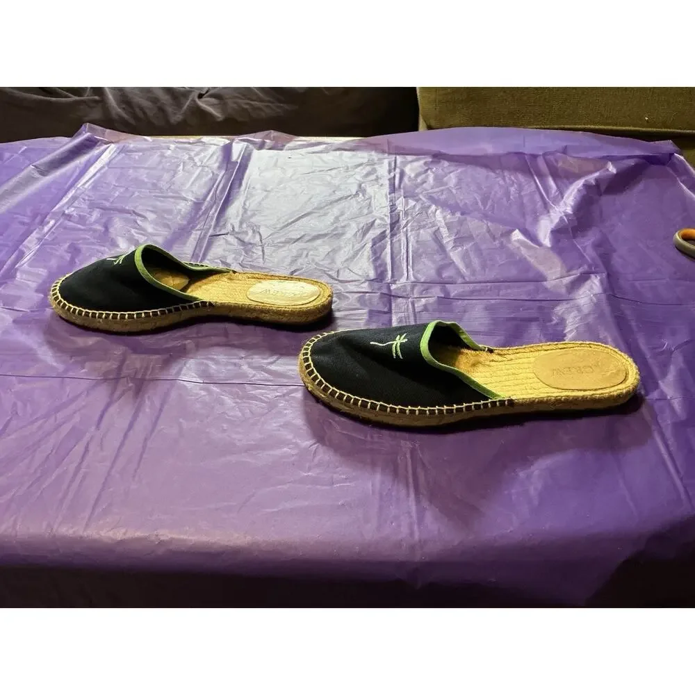 J.Crew Espadrille Women Slides Navy Dragonfly Sandal/Mule Slip On Shoes Sz‎ 7